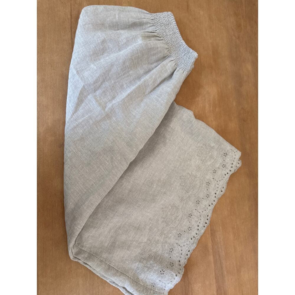 Chico's Linen Embroidered Scallop Hem Skirt 1.5 US 10 Natural - Picture 6 of 11